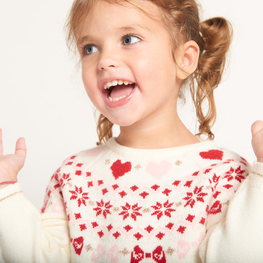 Robe manches longues en tricot jacquard pour bébé fille 