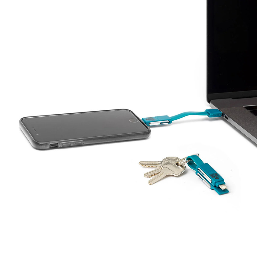 Porte-clés avec câble de charge 6 en 1 bleu pétrole 