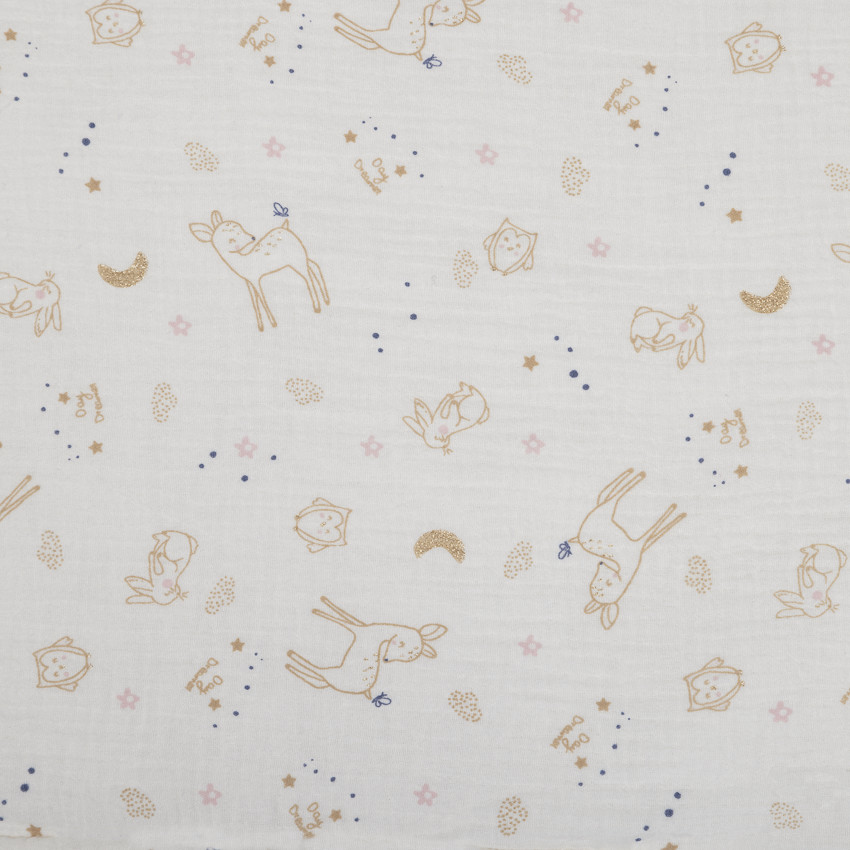Couverture double face sherpa/gaze 80 x 110 cm Little Deer 
