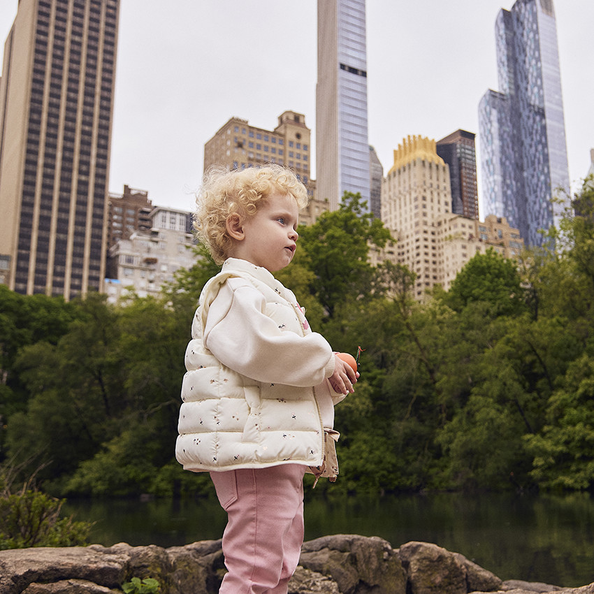 Doudoune sans manches imprimée et doublée velours pour bébé fille 