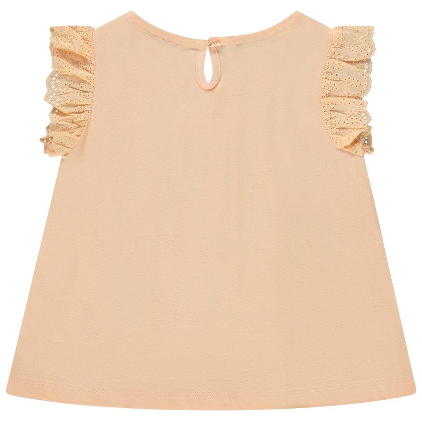 T-shirt manches courtes avec broderie anglaise pour fille 