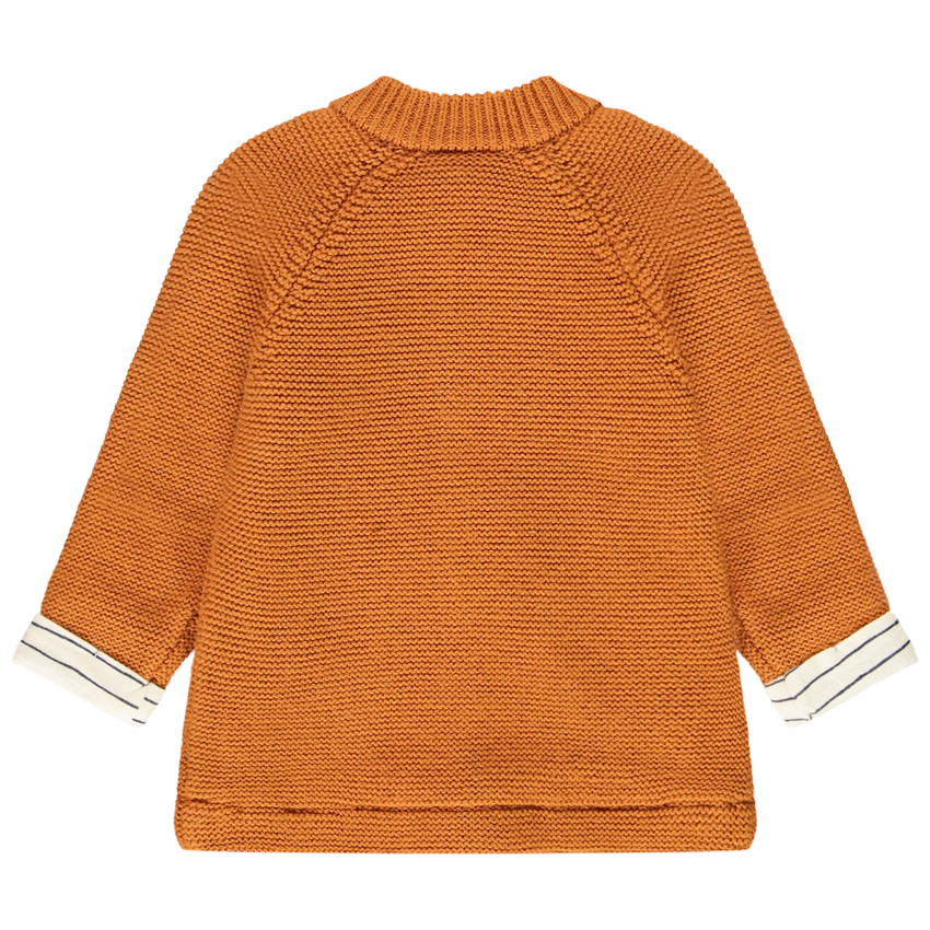 Gilet en tricot point mousse badge brodé ourson pour bébé garçon 