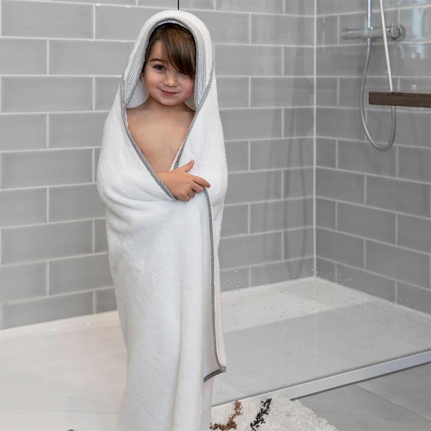 Cape de bain XL avec anneau de dentition Dry'n Play White 