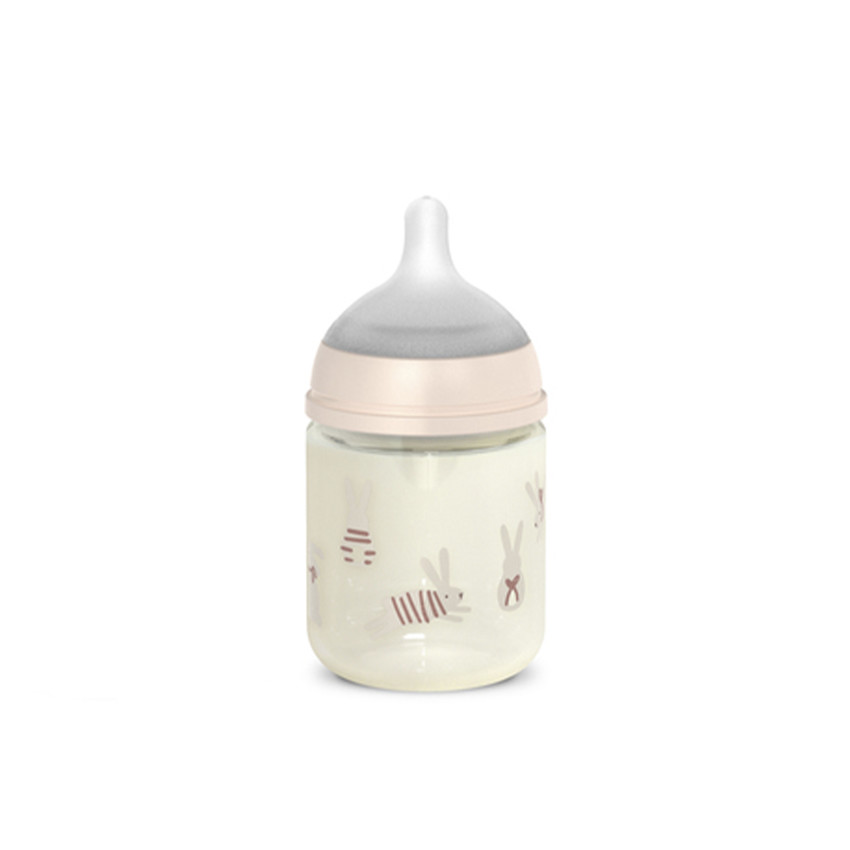 Biberon en verre avec tétine physiologique SX Pro S 120ml Wonderland lapins roses 