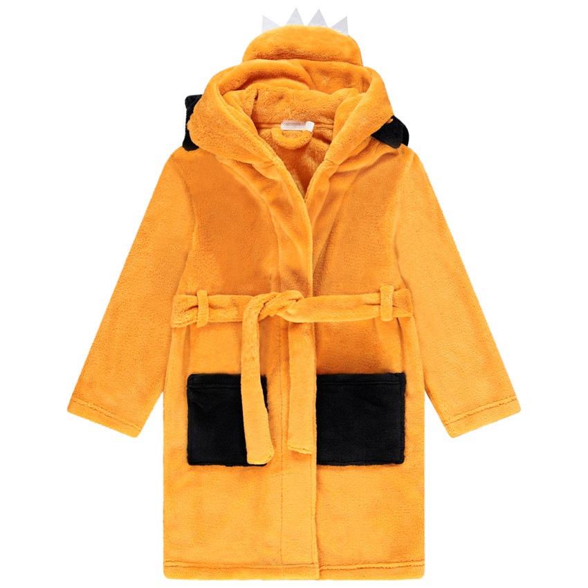Robe de chambre en sherpa à capuche ludique pour garçon 