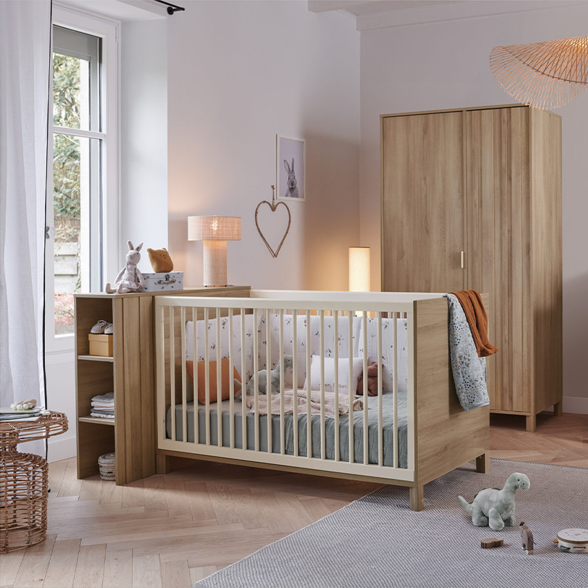 Lit bébé transformable 70 x 140 Calypso chêne du bocage 