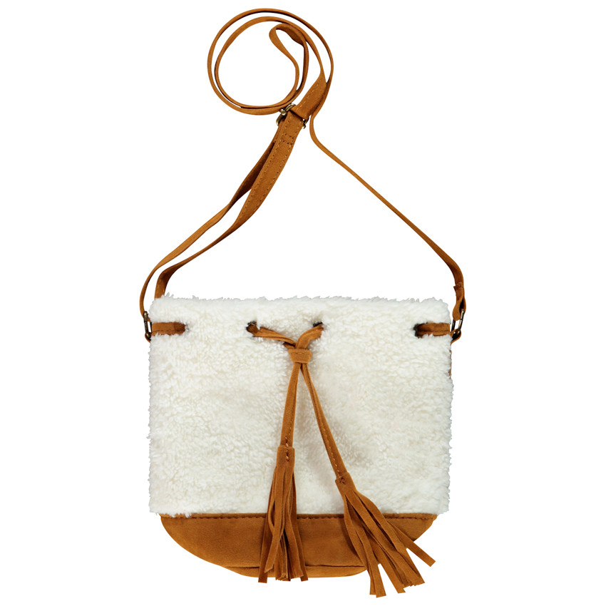 Sac bandoulière camel bi-matière pour enfant fille 