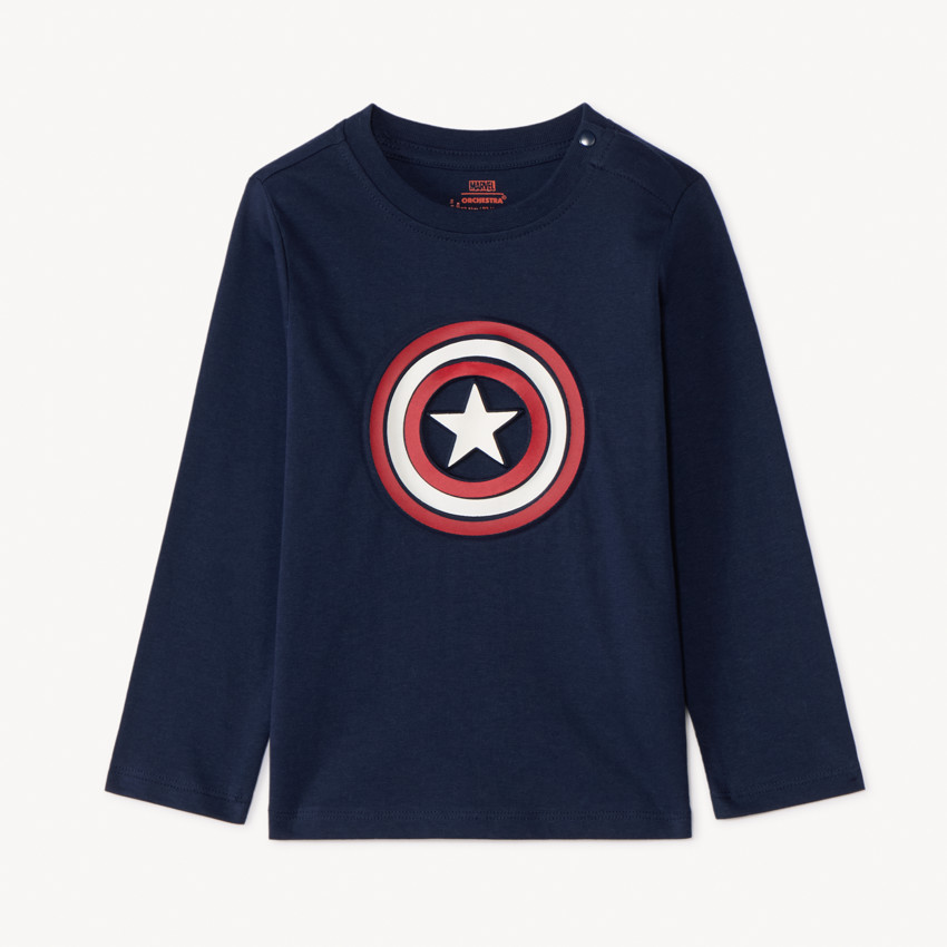 T-shirt manches longues print Captain America Marvel pour bébé garçon 