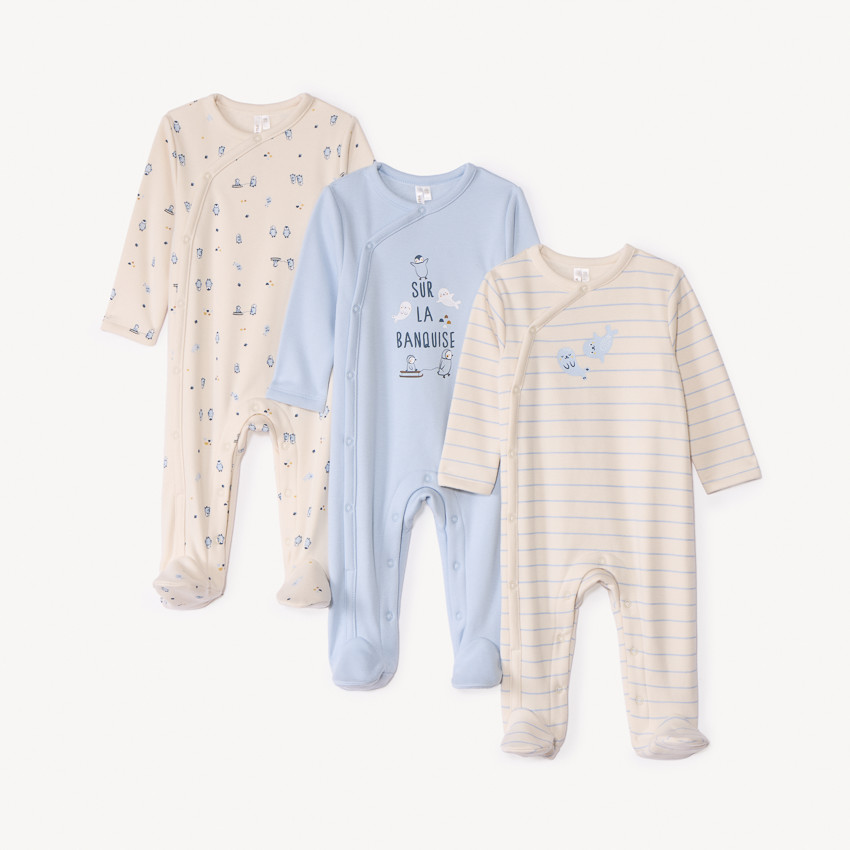 Lot de 3 dors-bien motifs banquise pour bébé garçon avec ouvertures différentes selon l'âge