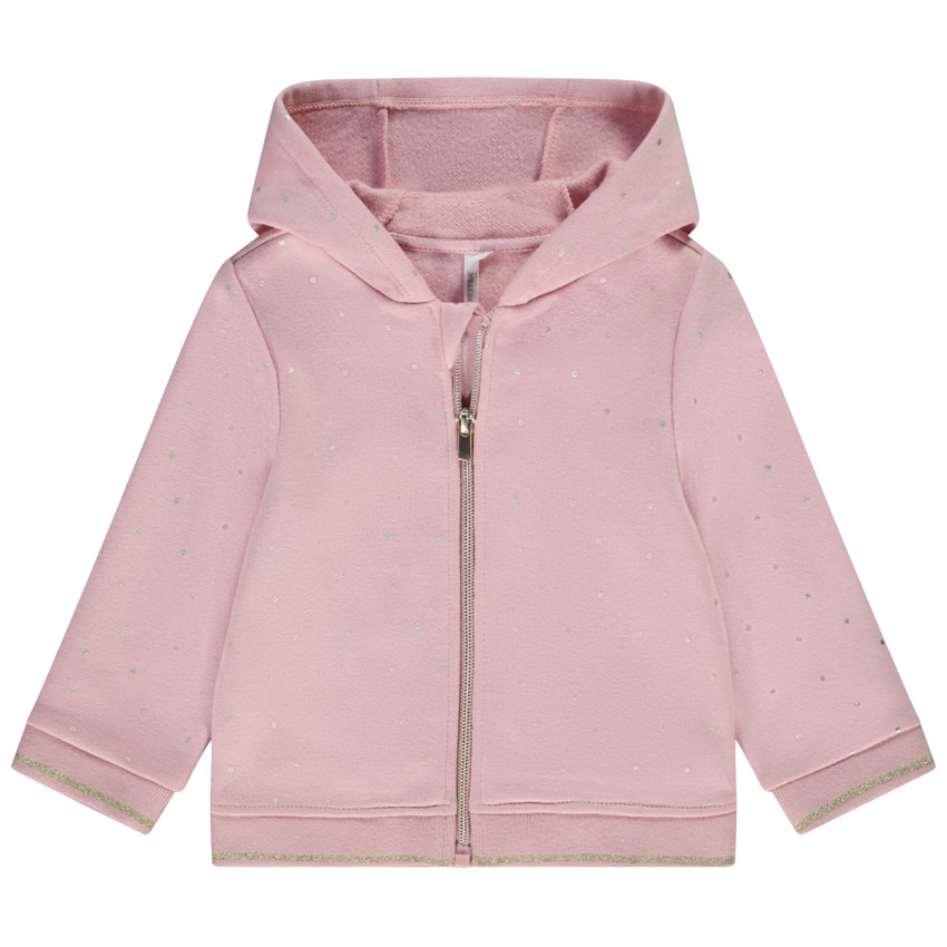Gilet a capuche molletonne avec doublure en jersey pour bebe fille Rose