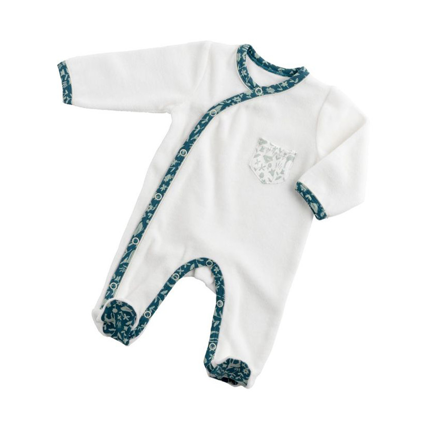 Pyjama velours Promenons-nous motif tilleul 1M pour bébé Main Pyjama velours Promenons-nous motif tilleul 1M pour bébé
