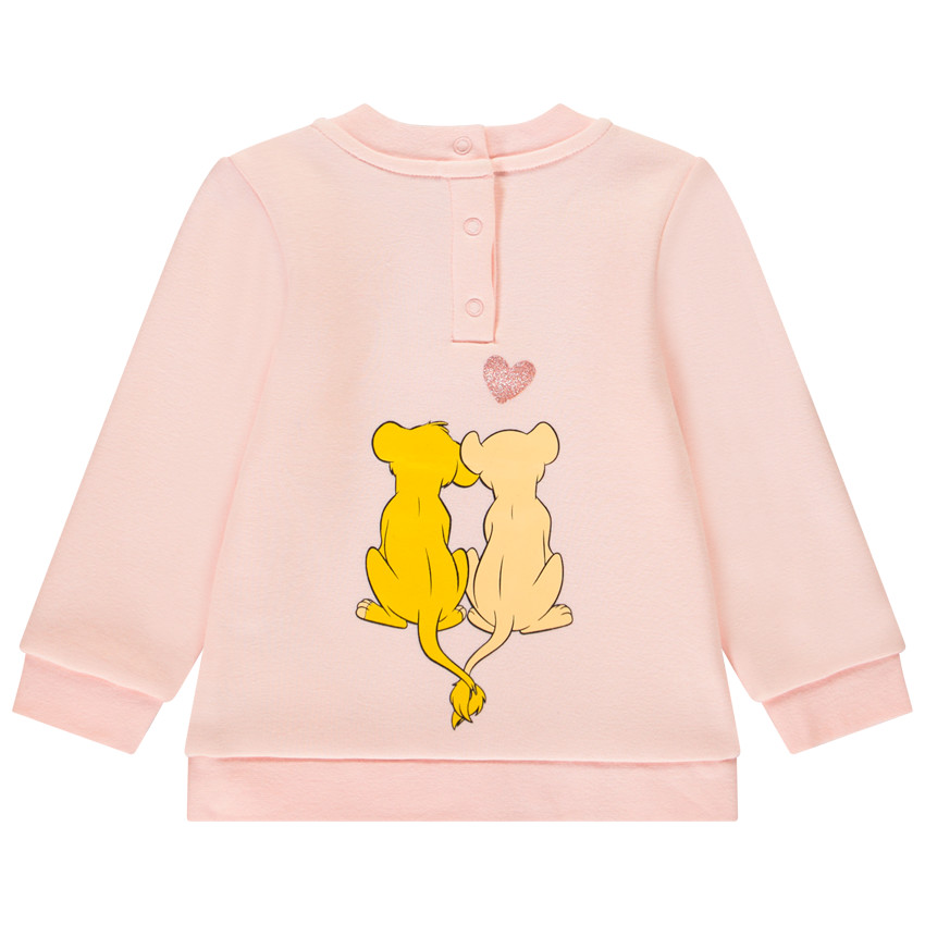 Sweat en molleton rose print Simba et Nala Roi Lion Disney 