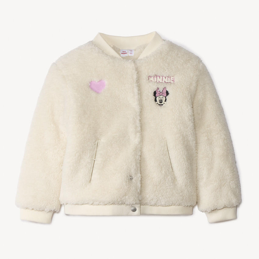 Gilet molleton à col teddy avec badge Minnie Disney pour fille