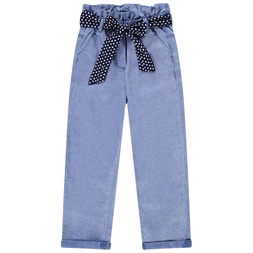 Pantalon paper bag avec ceinture fantaisie pour fille