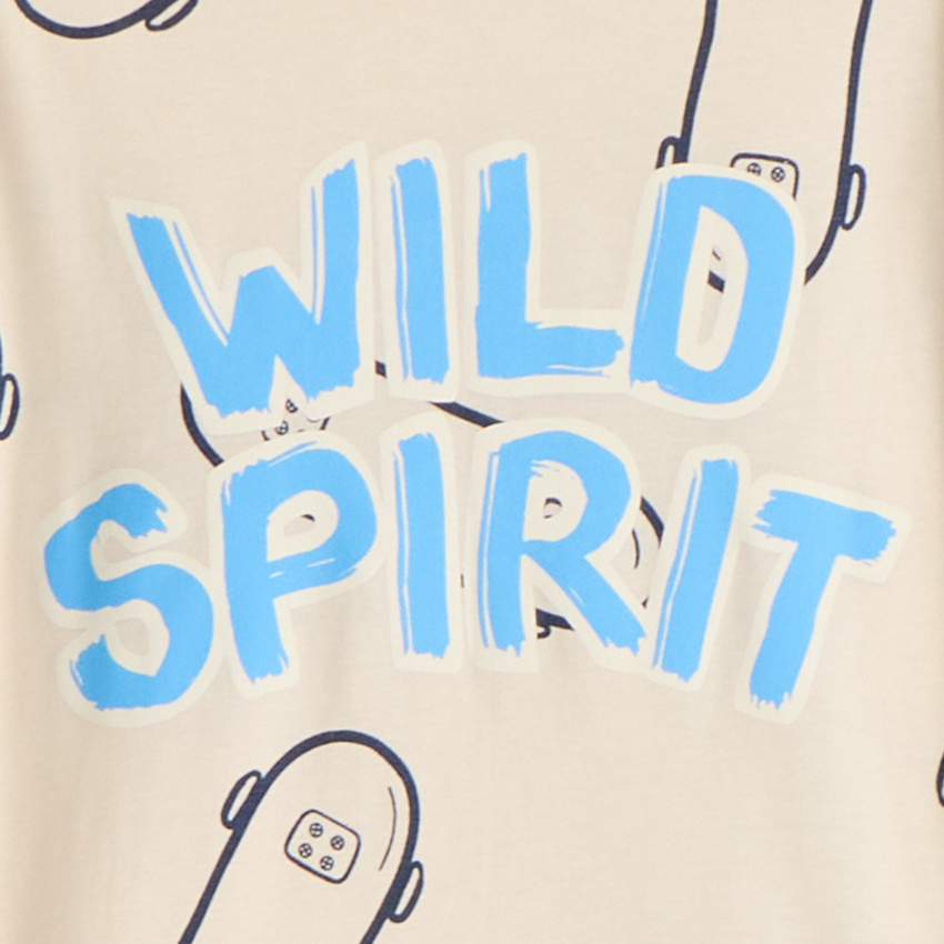 Set pyjama long en jersey motifs skates pour garçon 