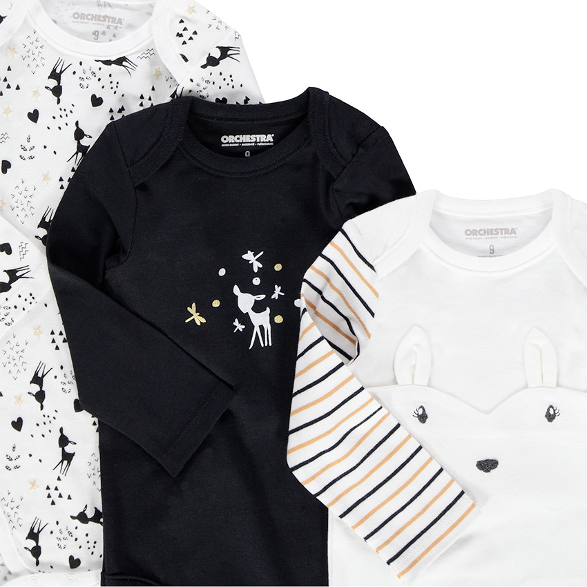 Lot de 7 bodies manches longues en jersey avec prints fantaisie 
