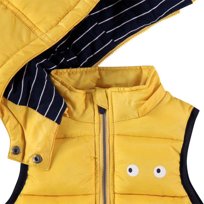 Doudoune matelassée doublée jersey à rayures et capuche amovible 