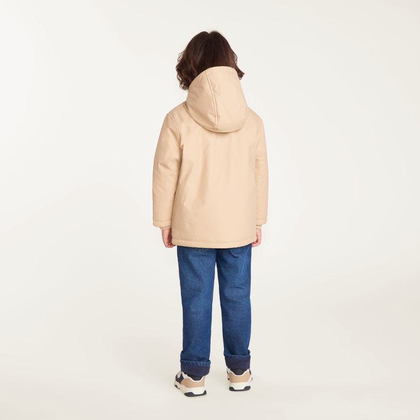 Parka gomme garçon doublée micropolaire avec capuche 