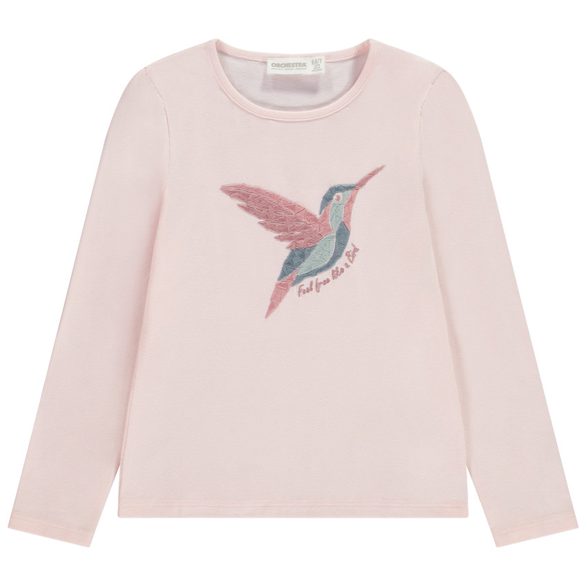 T-shirt manches longues avec visuel fantaisie brodé pour fille 