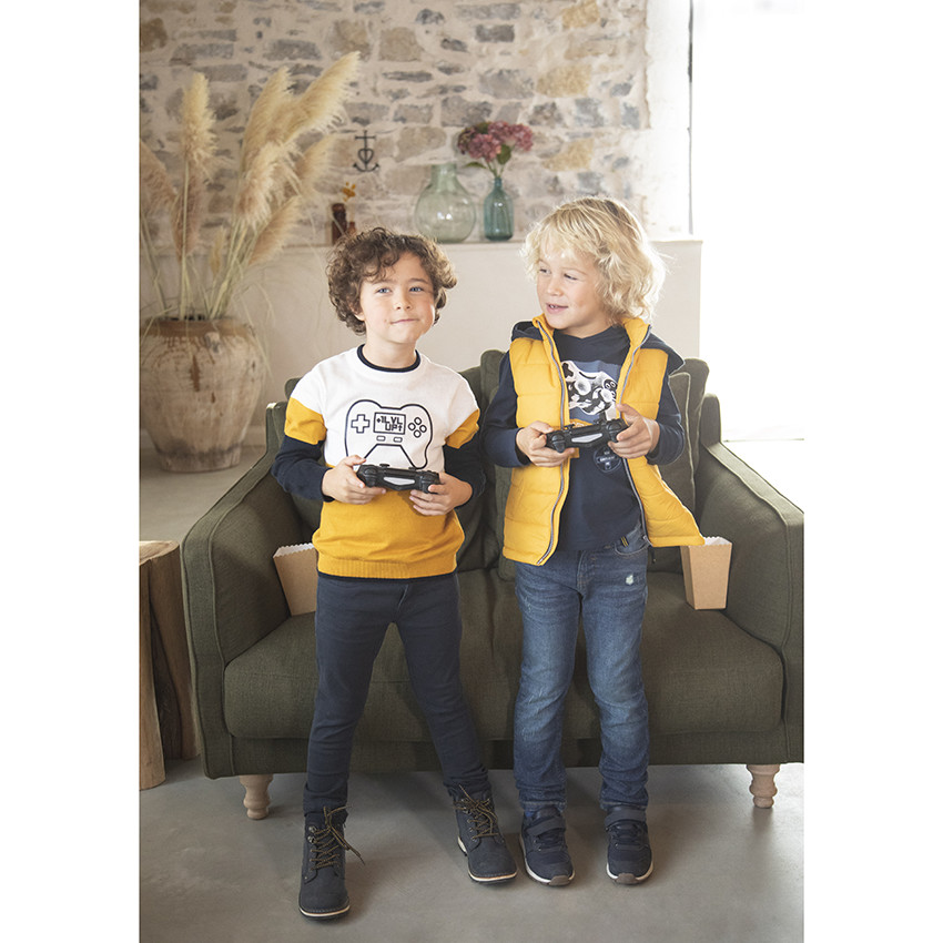 T-shirt manches longues à capuche print manette pour enfant garçon 