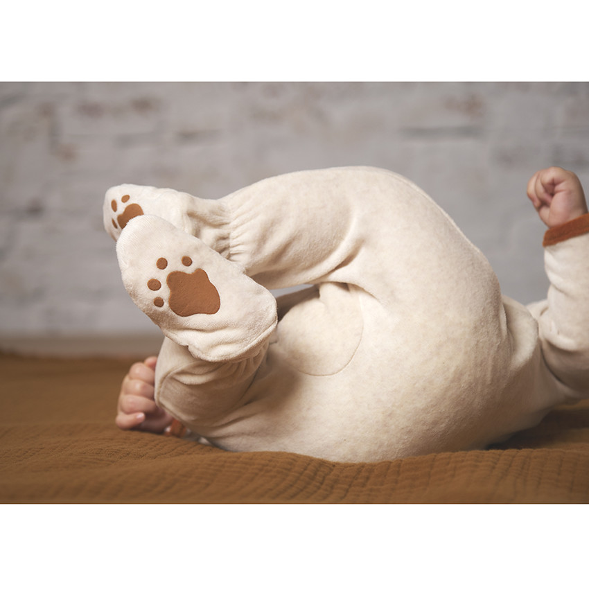 Dors-bien en velours chiné avec visuel ourson pour bébé garçon 