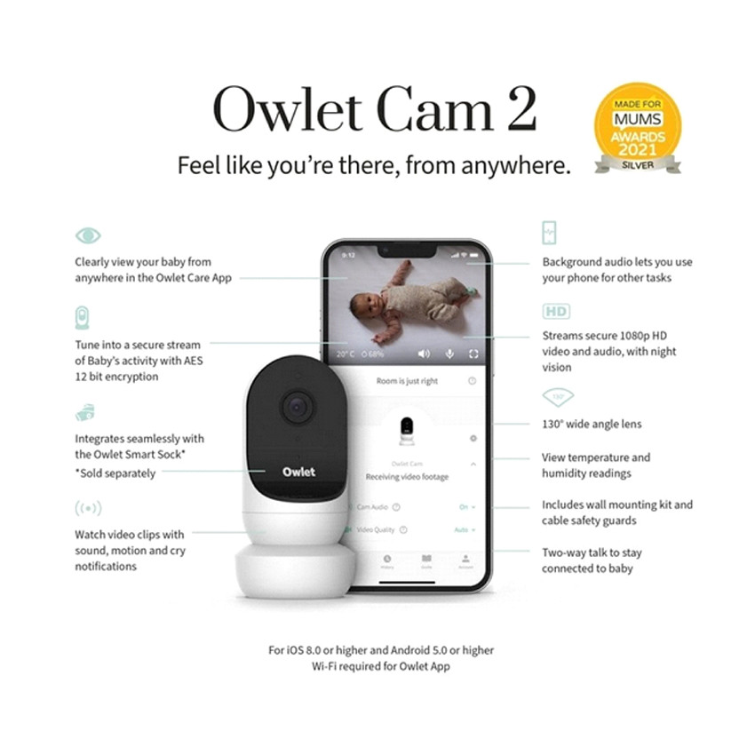 Système de surveillance Smart Cam, Babyphone et écoute bébé de Owlet