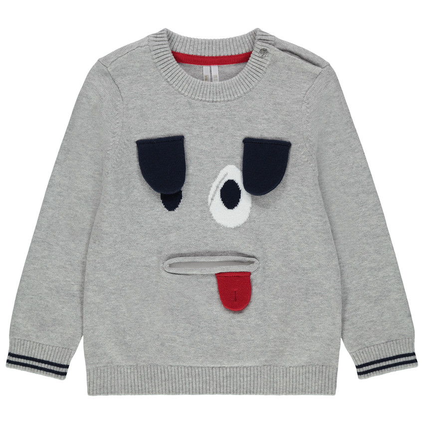 Pull en tricot motif chien en jacquard 