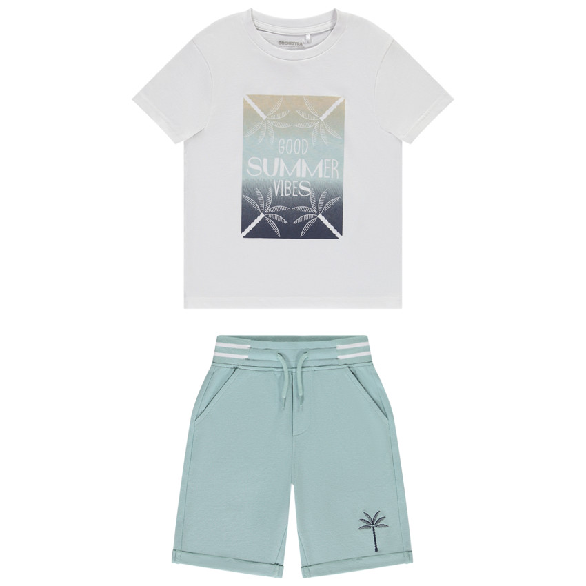 Ensemble t-shirt manches courtes fantaisie + bermuda garçon