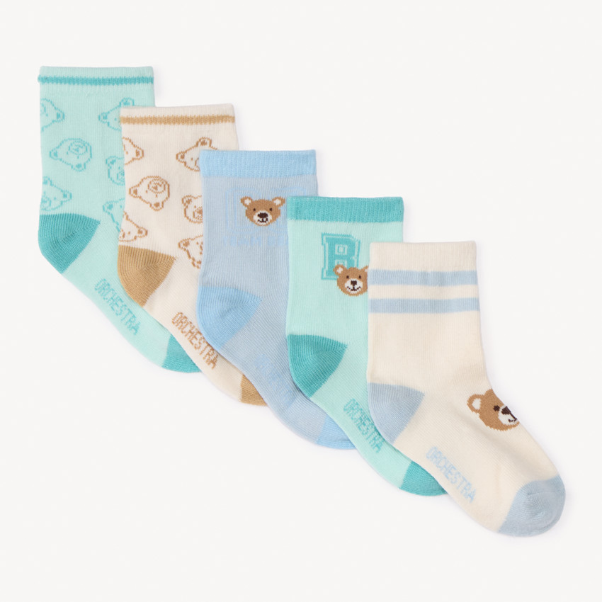 Lot de 5 paires de chaussettes motifs ourson pour bébé garçon 