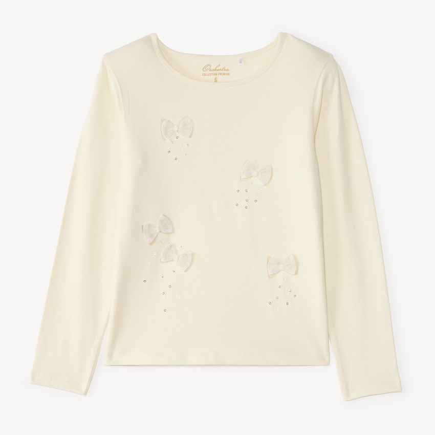 T shirt manches longues nœuds fille