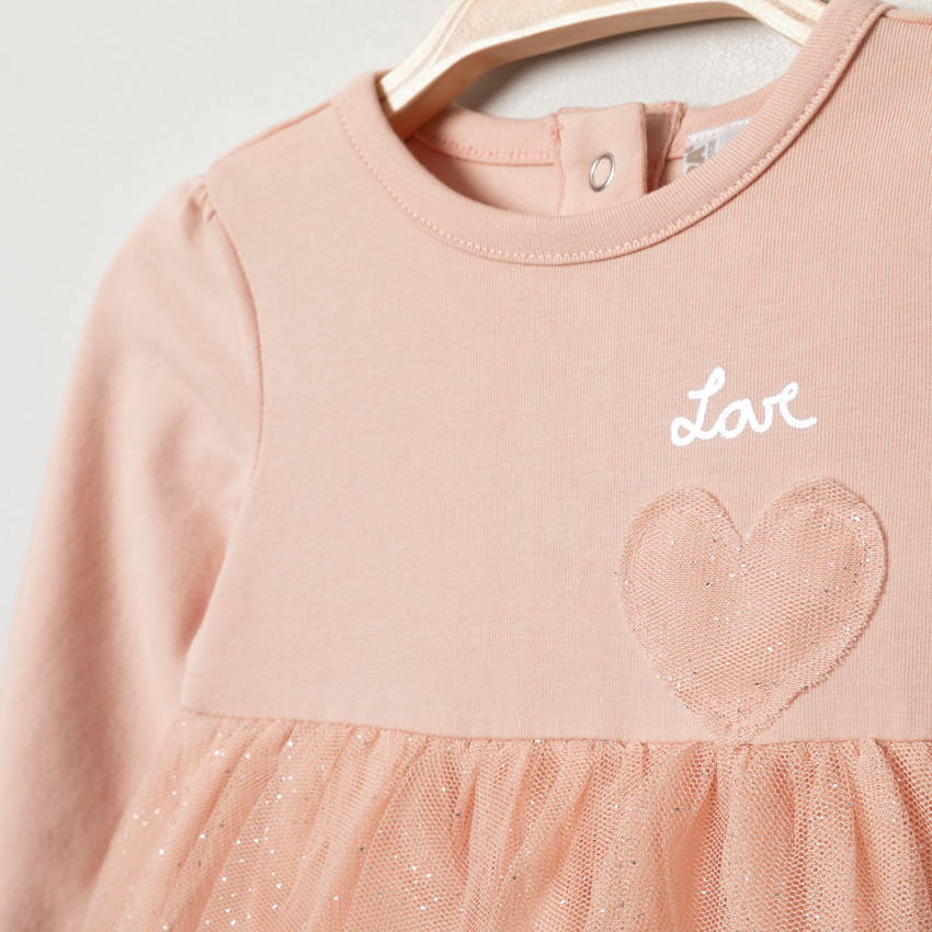 Robe body manches longues avec tulle pailleté pour bébé fille  
