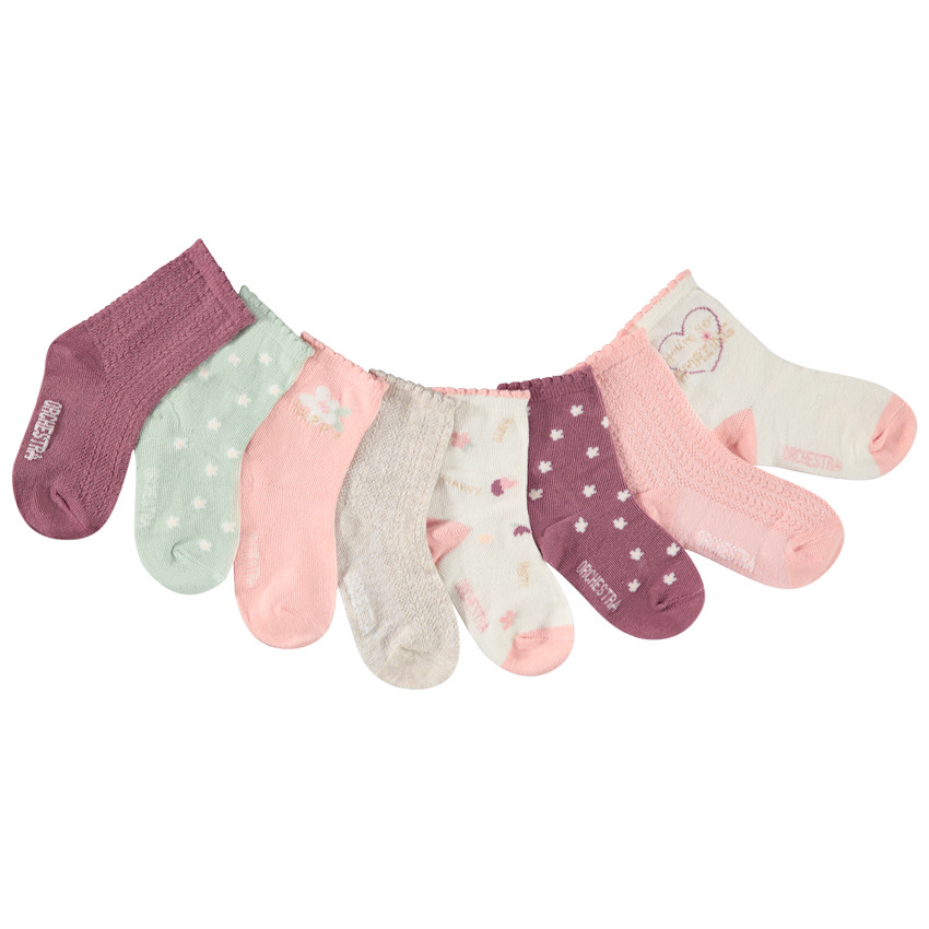 Lot de 8 paires de chaussettes festonnées pour bébé fille 