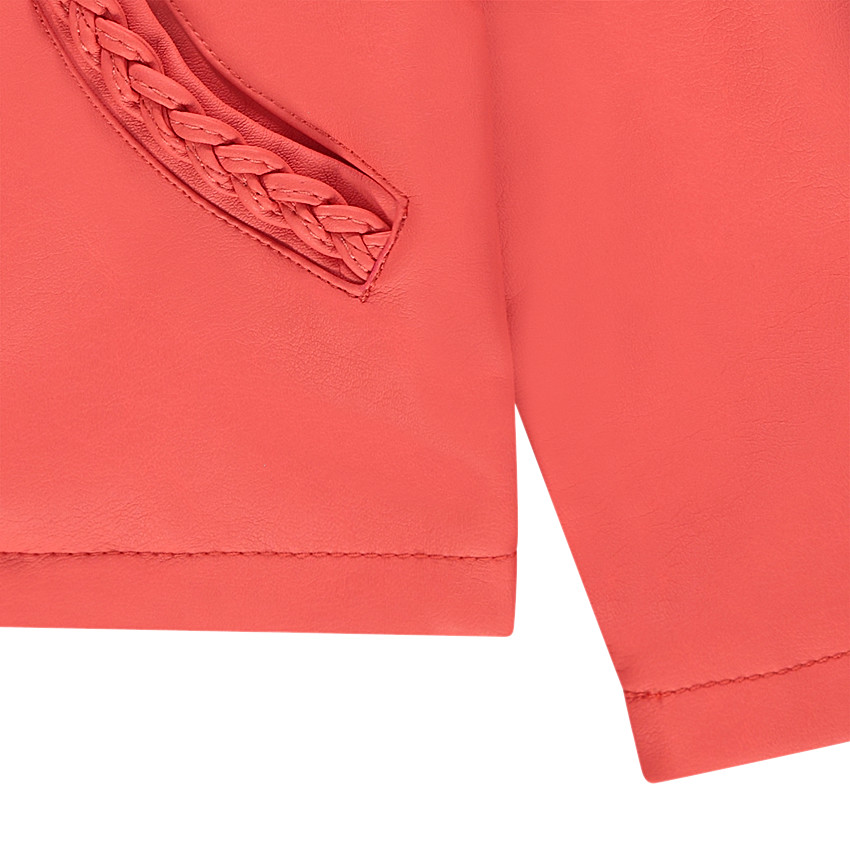 Veste en simili cuir corail avec finitions tressées 