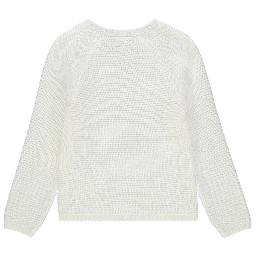 Pull en tricot blanc pour fille avec lettres en sequins  