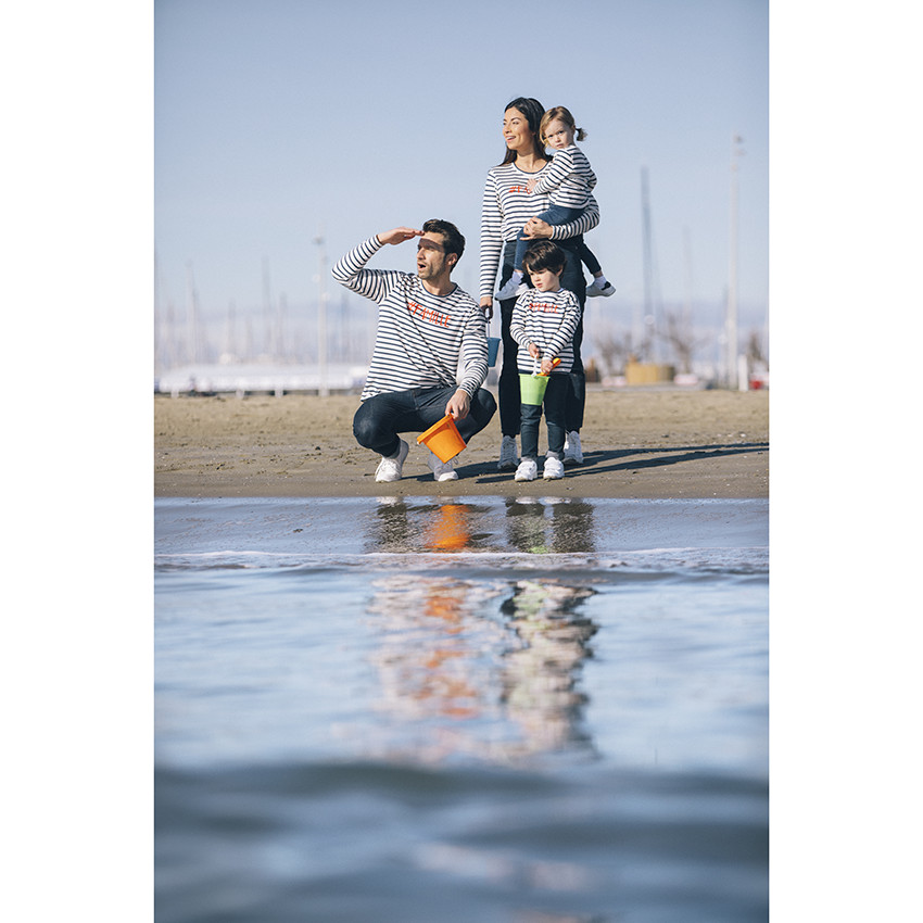 Marinière enfant mixte en coton à inscription "famille" printée 