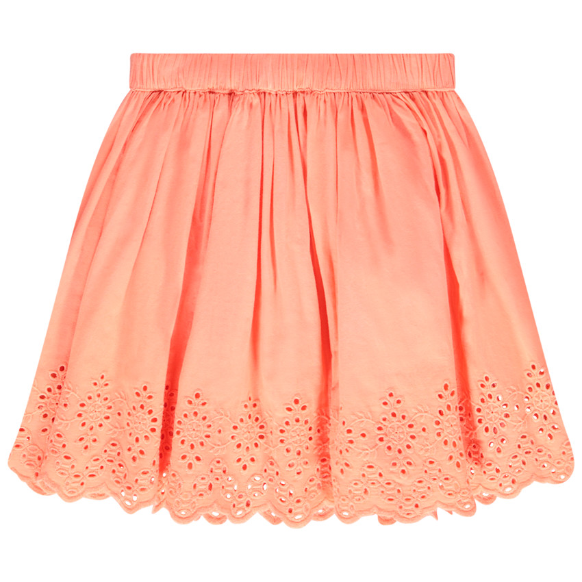 Jupe courte patineuse avec broderie anglaise pour fille 