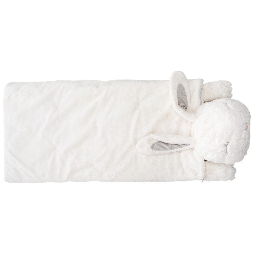 Couverture fantaisie avec tête de lapin en sherpa 