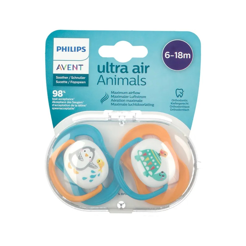 Lot de 2 sucettes silicone Ultra Air 6-18M animals (lot aléatoire) 