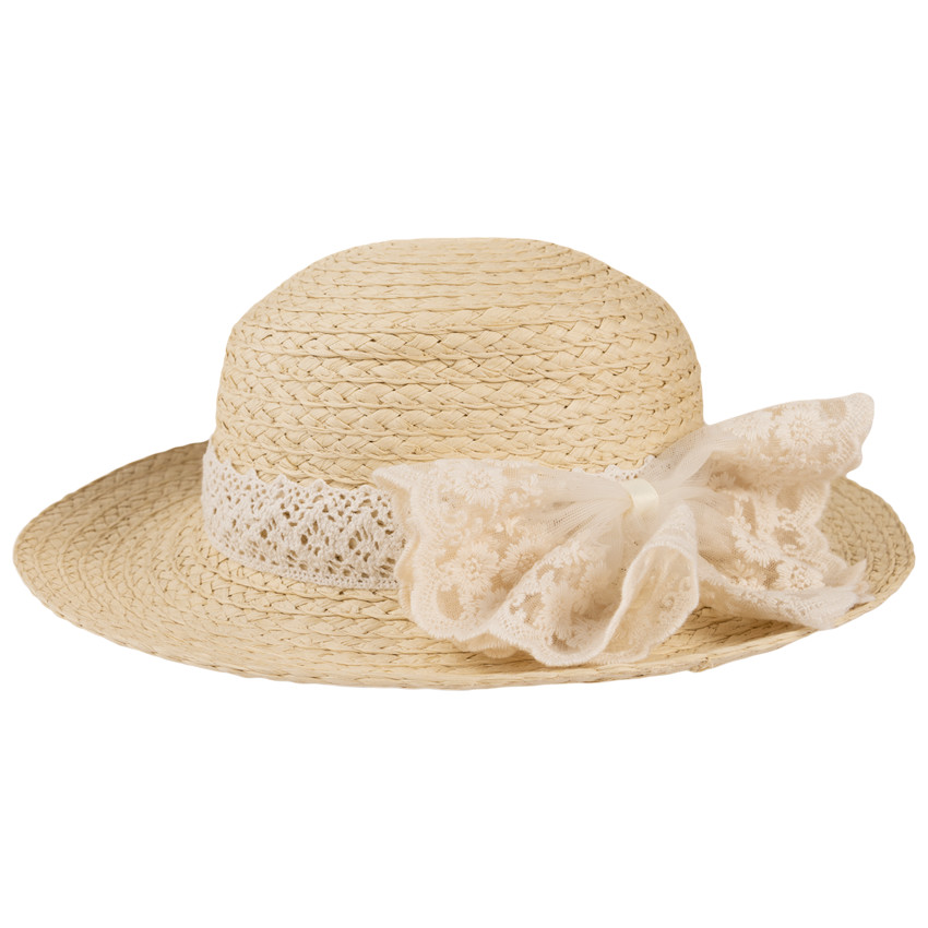 Chapeau de paille avec gros nœud fantaisie pour fille  
