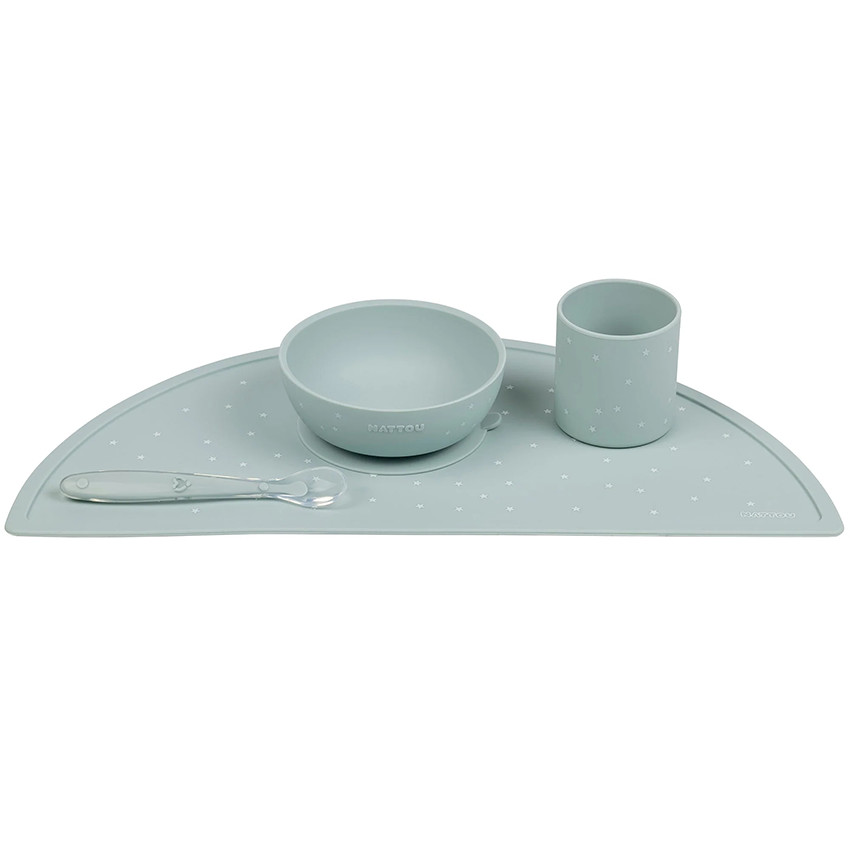 Set repas enfant - Silicone - Vert/étoiles - 4 Pcs