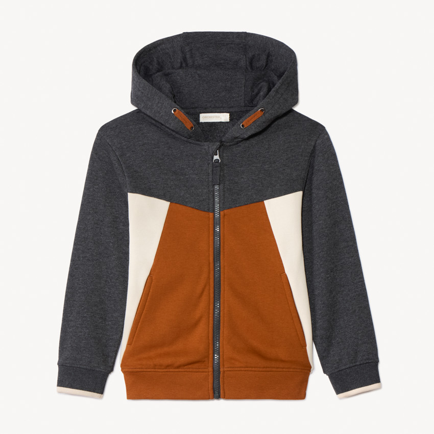 Gilet manches longues effet colorblock avec capuche pour garçon