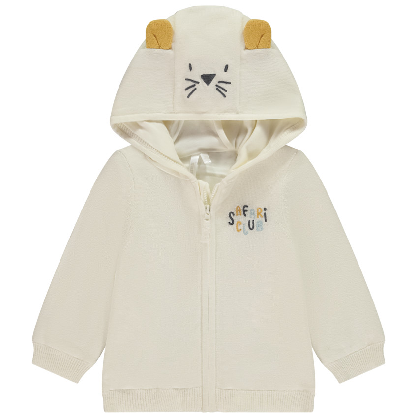 Gilet tricot à capuche ludique tigre pour bébé
