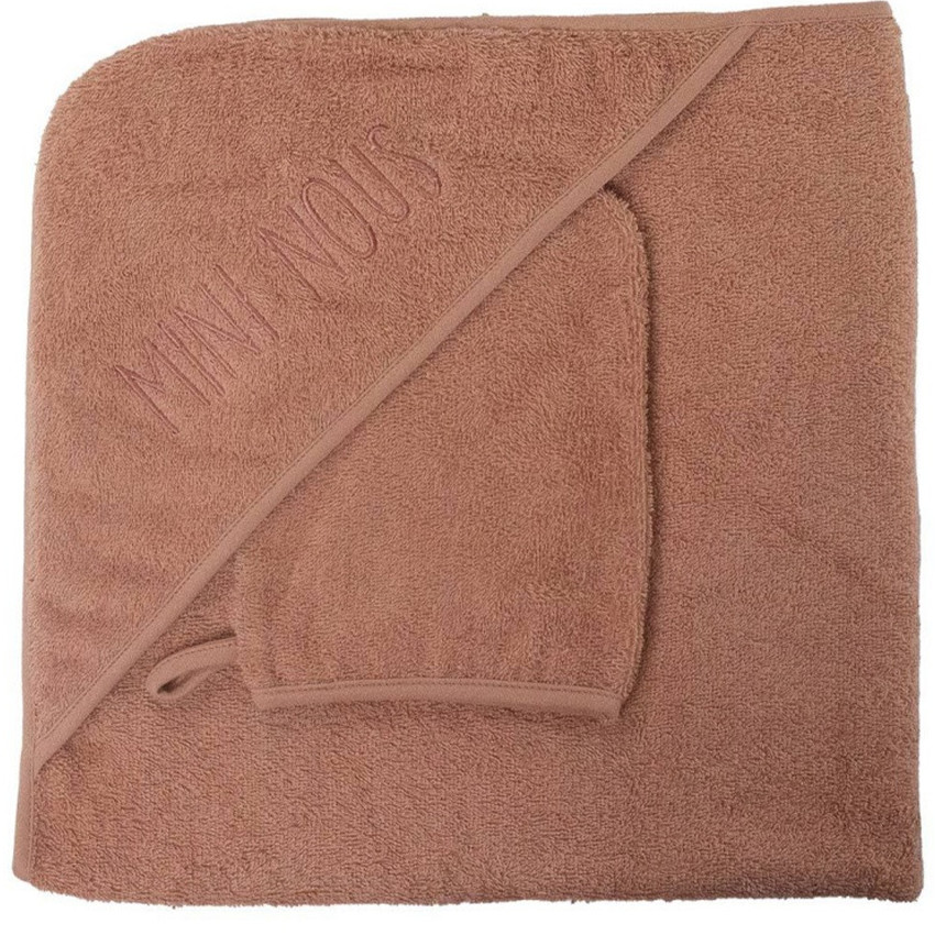 Cape de bain + Gant "Mini Nous" 70x70cm Terracotta