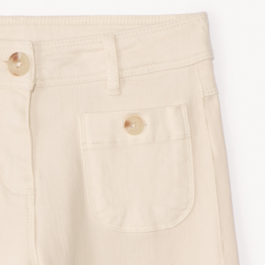 Jean large uni à boutons imitation corne pour fille 