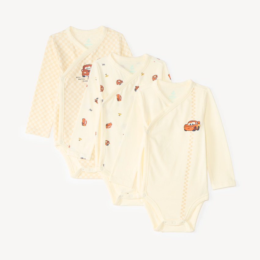 Lot de 3 bodies manches longues bébé garçon Flash McQueen Disney-Pixar 