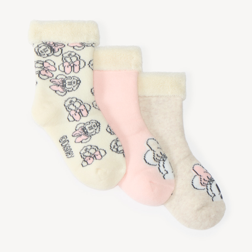 Lot de 3 chaussettes doublées naissance motif Minnie Disney