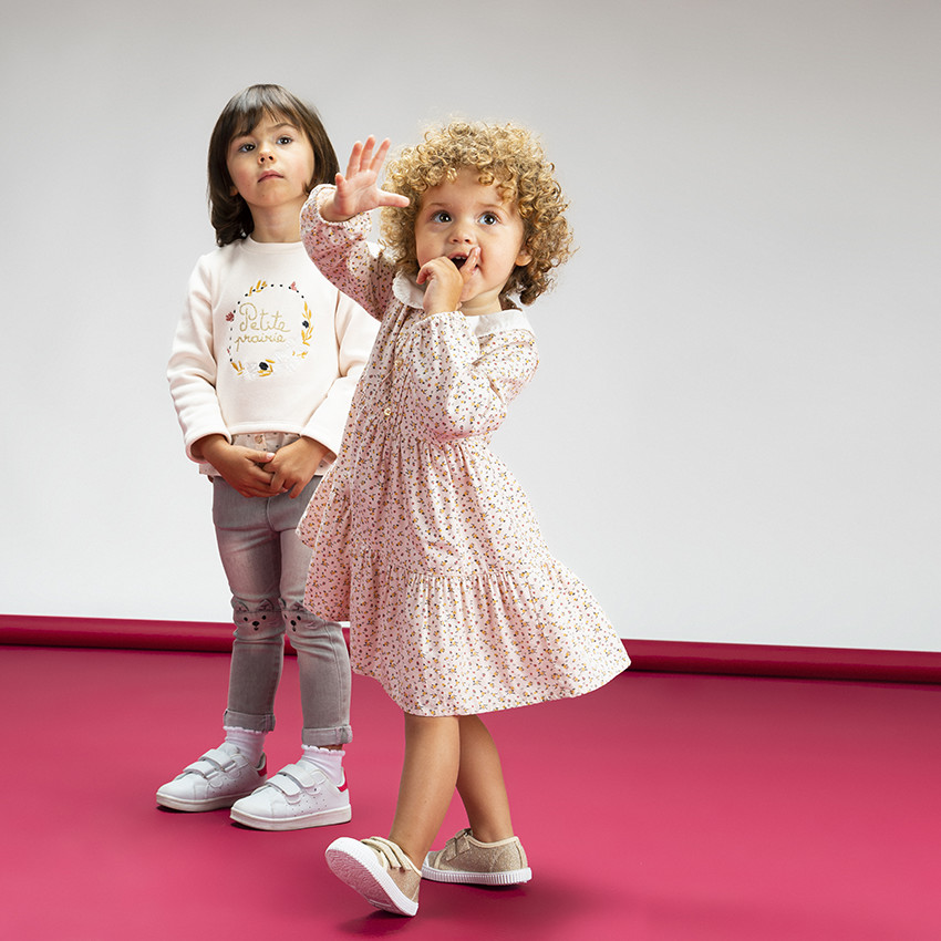 Sweat 2 en 1 en molleton contre collé et sherpa avec broderies pour bébé fille 