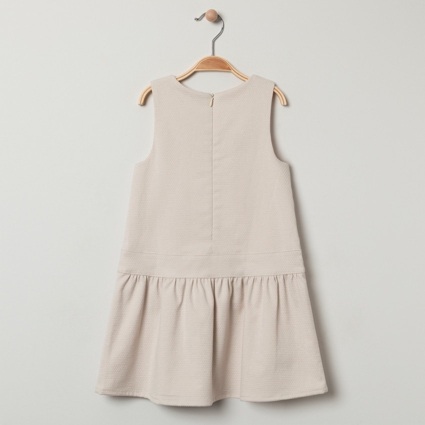 Robe de cérémonie sans manches en maille fantaisie et noeud 