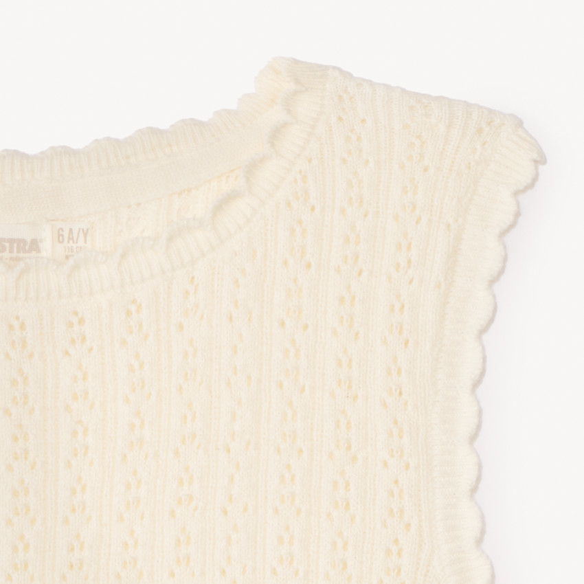 Pull sans manches en tricot fantaisie pour fille 