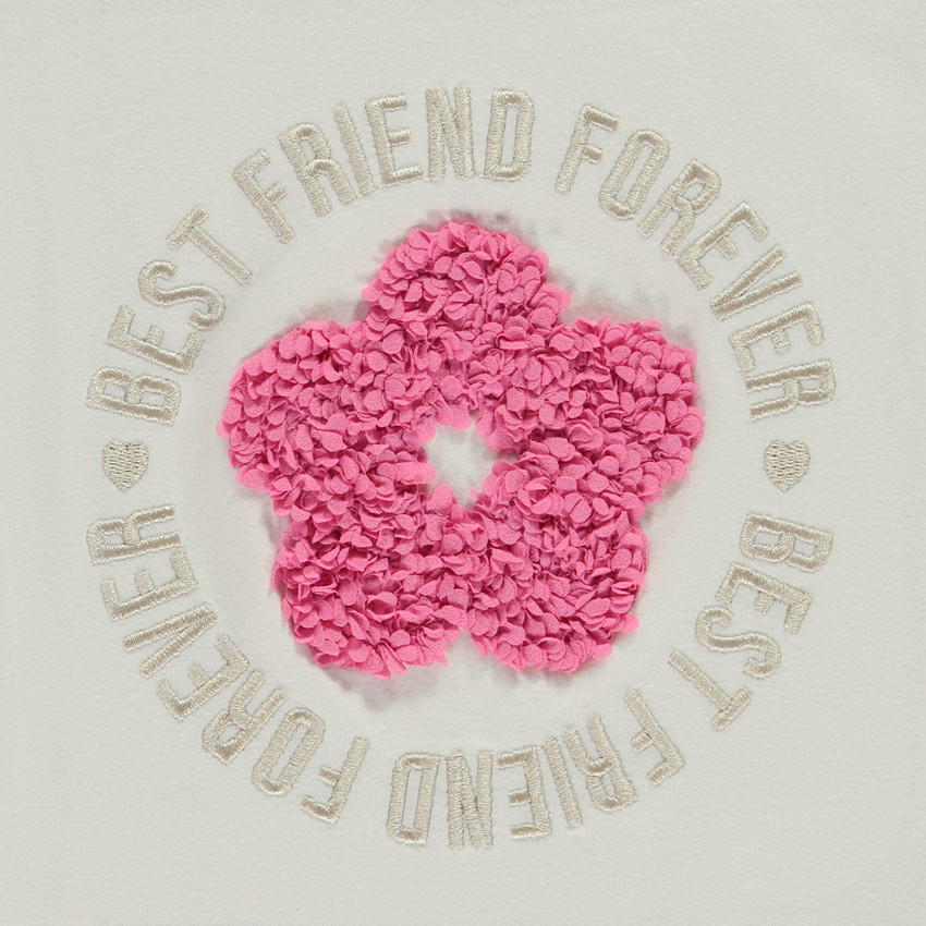 T-shirt manches courtes avec fleur effet pétales 3D pour fille 